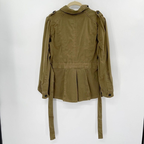 Sanctuary Street Smart Denim Utility Jacket Sz L Green Belted Collared Pockets - Picture 5 of 11